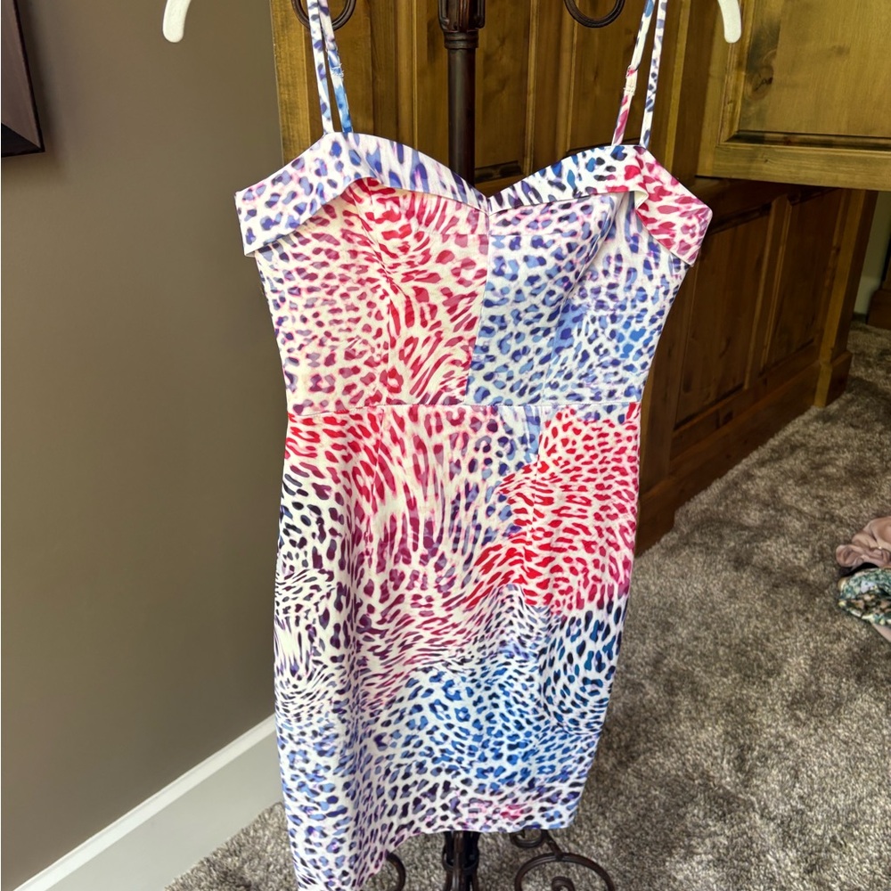 Black Halo Multicolor Animal Print Dress